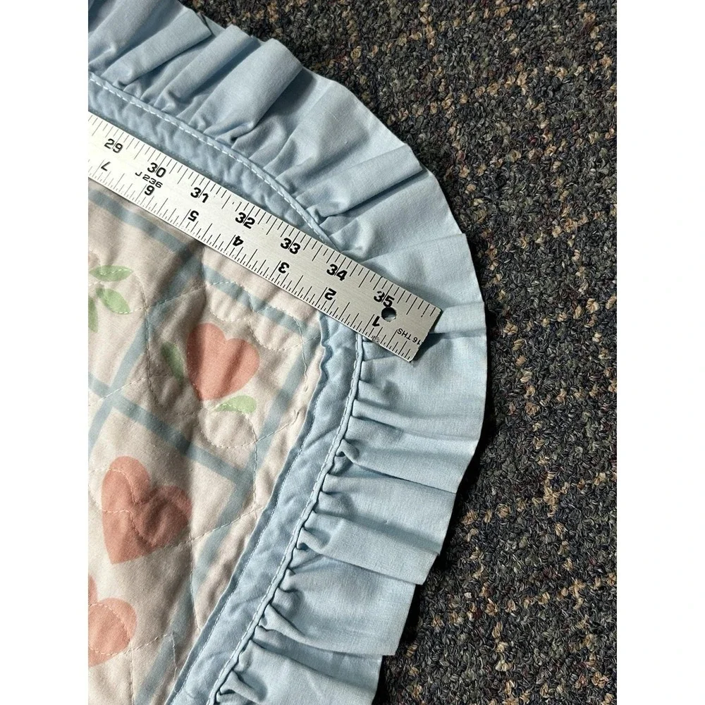 Vintage General greeting Co. baby crib blanket comforter‎ blue fringe